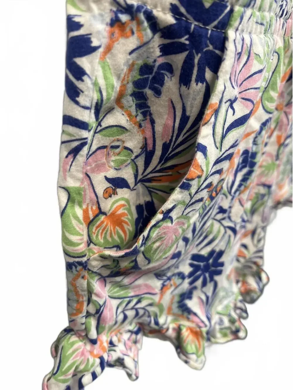 Polo Ralph Lauren Girls Romper Floral Ruffle Cinch Waist Shorts Size XL (16) EUC
